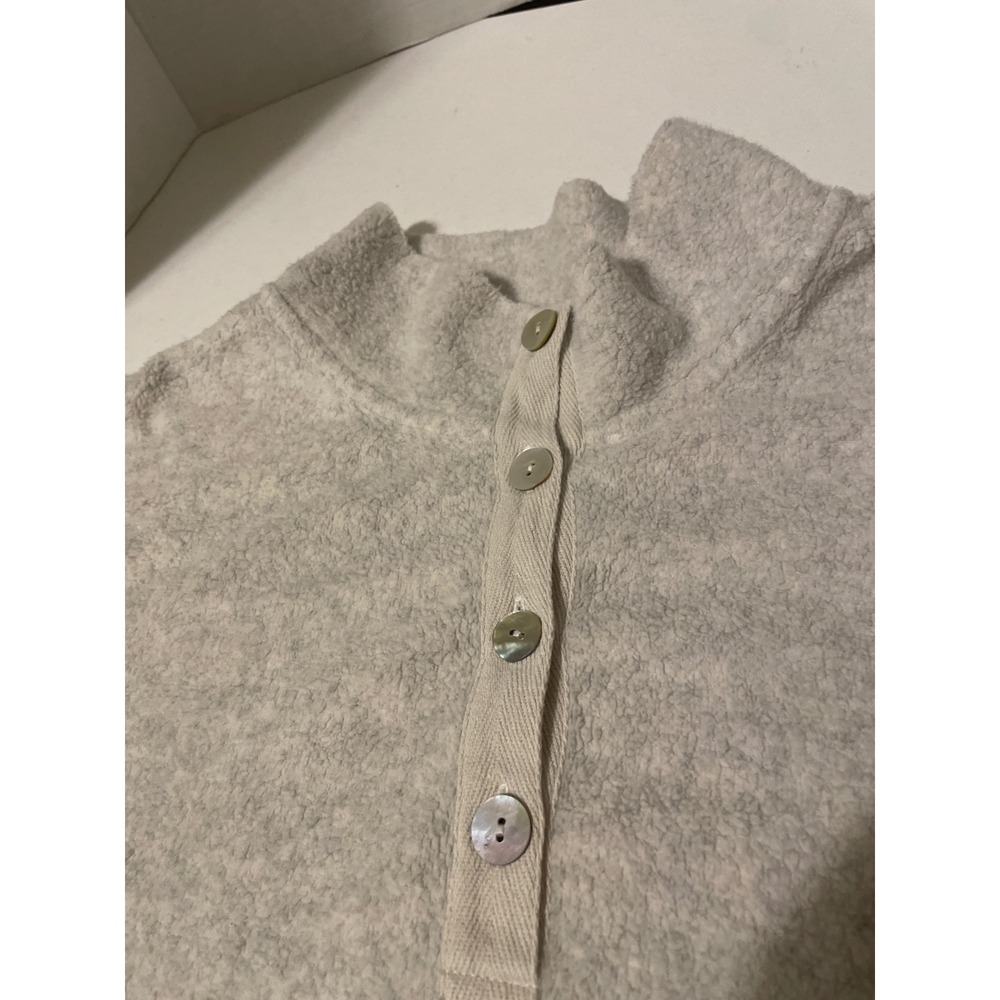 Soft Surroundings Light Gray Boucle Knit Polo Pullover Top 29906 L - Picture 5 of 8
